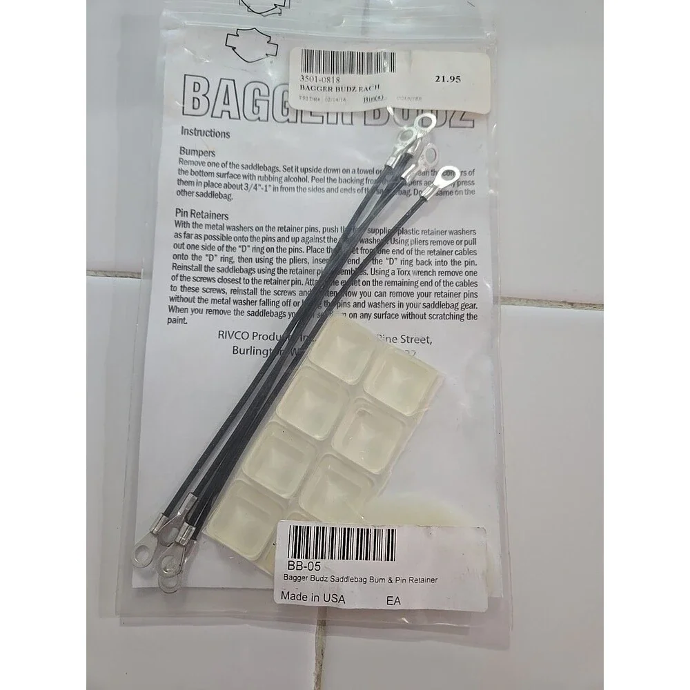 Rivco BB-05 Bagger Budz Saddlebag Bumpers &Pin Retainer Kit for HD Saddlebags